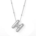 Polished silver bubble initial H pendant on a thin titanium steel chain necklace - Silver - H