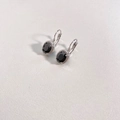 Silver-finish vintage earrings featuring oval black faceted zircon stones in a huggie style - Silver & Black (DEP1282)