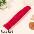 Handmade DIY fuzzy pipe cleaners in vibrant rose red color for creative craft projects - Approx 100Pcs (High Density) / Wine Red