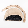 Beige men turban hat with black satin lining and adjustable long straps for hair care - One Size / Cap and Headband / Beige