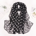 Foulard en mousseline à pois noir et blanc en polyester léger et respirant - Noir
