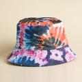 Wendbarer Tie-Dye Fischerhut mit buntem Wirbelmuster für den Sonnenschutz im Freien - M (56-58cm) / Muster 5 (Rosa-Blau Spirale)