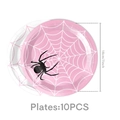 Piatti di carta ragnatela rosa e bianchi, set da 10 pezzi da 7 pollici per Halloween - 10 Piatti da 7 Pollici