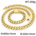 Conjunto de collar y pulsera de cadena cubana dorada con textura martillada - Collar + Pulsera / Conjunto Dorado