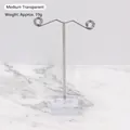 Medium earring holder with silver metal stand and transparent acrylic base, weight 19g - Medium Transparent