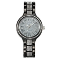 Orologio al quarzo da donna color canna di fucile con strass e numeri romani - Nero