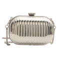 Mini silver acrylic evening bag with vertical ribbed texture and metal chain strap - Rectangle Silver