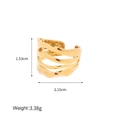 Irregular liquid metal style open ring in gold titanium steel, size 1.53cm by 2.15cm - JDR202409-Gold Multi-layer Wave