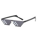 Vintage retro square pixel art sunglasses with black frame and grey mosaic lens - Small Frame Black Lens (Double Row)