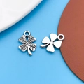Silver four-leaf clover charms with textured and smooth finishes for DIY jewelry - 1pc Antique Silver Four-Leaf Clover 10x15mm