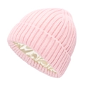 Bonnet en maille rose avec doublure en satin doré clair pour protéger les cheveux - Rose