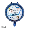 Blue plaid 18 inch Feliz Día del Padre foil balloon with cartoon father and child pattern - 18 Inch Father's Day Tie Spanish Round