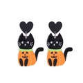 Ακρυλικά σκουλαρίκια Halloween με σχέδιο μαύρης γάτας και κολοκύθας - Πορτοκαλί Γάτα