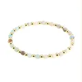 Pulsera de amazonita con cuentas facetadas y espaciadores metálicos bañados en oro - Amazonita