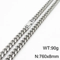 Collier maille gourmette en argent poli avec fermoir boucle, 8mm de large et 760mm long - 8mm x 760mm(KN232869-ZZ)