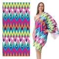 Microfiber beach towel with colorful geometric chevron pattern and oversized design - 80*160cm / Geometric Wave Texture