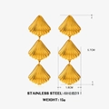 Golden stainless steel triple shell drop earrings measuring 5.7cm for beach vacation - Polished Triple Shell Drop Earrings-Gold 3