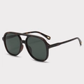 Classic aviator sunglasses with tortoise shell double bridge frame and dark green lenses - Amber Frame Dark Green Lens C4