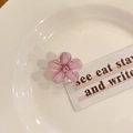 Pink floral hair claw clip with crystal center for women and girls styling - Purple Flower