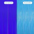 Laser fringe curtain showing UV fluorescent purple and normal bright blue party effects - 1*1m (Fluorescent Effect) / Fluorescent Macaron Blue