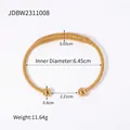 18K vergoldetes Edelstahl-Federarmband mit polierten Metallkugeln und Öffnung - Zylindrischer Federball-Stil (JDBW2311008)