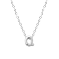 Minimalist 925 sterling silver necklace featuring a polished letter Q initial pendant - Letter Q / White Gold