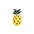 Macro detail of a yellow enamel pineapple brooch with green leaves and gold edges - Pineapple
