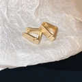 Minimalist matte gold rectangular earrings with a brushed metallic finish and clasp - 28# Ear Buckle - Square Brushed Style