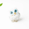 White and gold natural crystal resin owl ornament for office and home desktop decor - Howlite