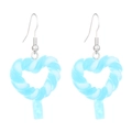 Boucles d'oreilles cœur en résine spirale bleu et blanc avec crochets argentés - Cœur Bleu (S599)