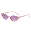 Pink cat eye half-frame sunglasses with purple gradient lenses and gold metal trim - Solid Pink Frame Gradient Purple Lens