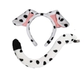 Dalmatiner Plüsch-Tierohren-Stirnband und Schwanz-Set für Cosplay und Party-Kostüme - Rosa Gefleckt Kurzplüsch 2-Teiliges Set