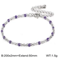 Titanium steel chain necklace featuring purple resin beads with adjustable extension - 200mm*2mm / Purple