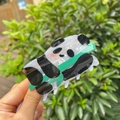 Acrylic panda hair claw clip with green bamboo design for women's hair styling - Panda with Bamboo - Acrylic Hair Claw