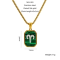 Détail du pendentif Bélier plaqué or 18k avec malachite et accents de diamants - Bélier