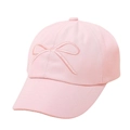 Pink kids open top sun hat with bow embroidery for outdoor sun protection - One Size / Pink