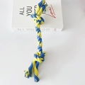 Durable blue and yellow braided cotton rope toy with double knots for medium dogs - 33cm 100g Yellow Blue Braided