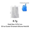 Moule en silicone translucide pour cristal 3D en résine avec un échantillon bleu - Style 8 Grappe de Cristal