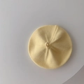 Close-up of baby knit beret in cream yellow showing soft textured fabric detail - 45-48cm (6 Months-3 Years) / Milk Yellow