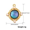 Goldener quadratischer Muschel-Anhänger mit Perlen und Maßen von 18 mm mal 16 mm - Retro Quadrat Perlmutt Stil (A0505)