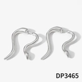 Polished silver 316L stainless steel earrings featuring an abstract snake design - Silver (DP3465)