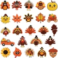Set di 25 toppe ricamate termoadesive tacchino del Ringraziamento e foglie d'acero - Set serie a tema autunnale del Ringraziamento