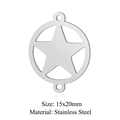 Silver stainless steel star connector pendant charm with two hanging loops 15x20mm - Circle Star (5 Pcs/Pack) / Silver