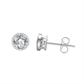 S925 sterling silver stud earrings with round-cut cubic zirconia and butterfly backings - Silver 5mm Solitaire Style (APE33-P-5mm)