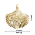 Macro view of a gold shell pendant with pearls, crystals, and small anchor detail - Pearl Conch (DZ-1749)