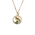 Collana con ciondolo Bagua Tai Chi placcata oro e pietre di zircone multicolore - Tai Chi Yin Yang / Oro-Zircone Verde Bianco