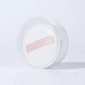 White marshmallow powder puff with pink ribbon in a transparent round case - Marshmallow Puff [Round Boxed]