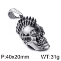 Punk gothic skull pendant with mechanical gears in vintage silver titanium steel - Mechanical Gear Skull Pendant (KP79441-BD)