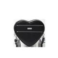 Bolso de hombro de moda en forma de corazón, cuero mate negro con cremalleras plateadas - Talla única / Negro