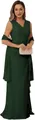 Sleeveless dark green V-neck evening gown with ruffled detail and matching shawl - US size 2 / Top And Bottom / Dark Green